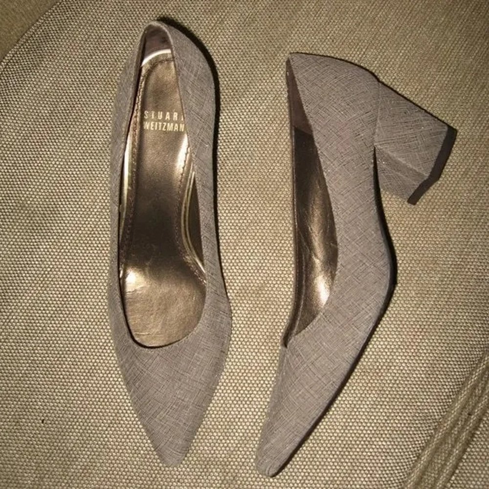 Stuart Weitzman Gray Chunky Heel And Pointy Toe S… - image 2